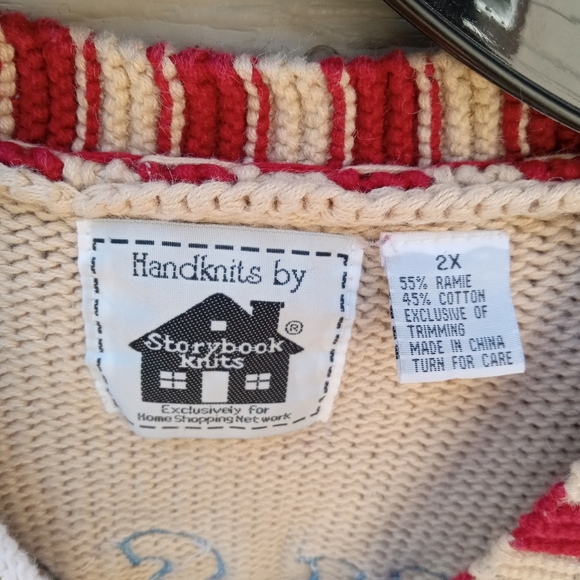 Vintage Sweater America USA Storybook Knits Star Button Up Red White Blue 2X - Picture 6 of 10
